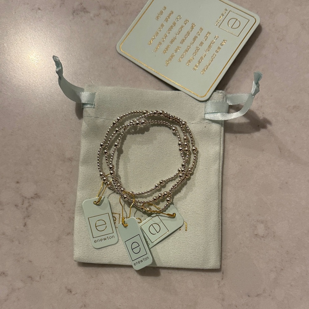 Newton Silver and Gold Beaded Bracelet Trio